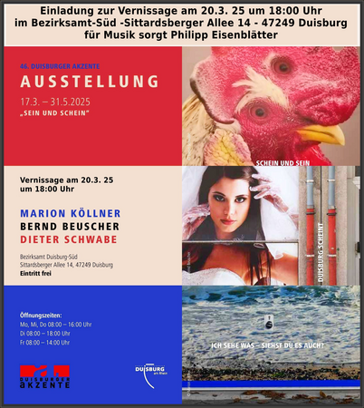 46. Akzente Fotoausstellung Büscher/Köllner/Schwabe im Bezirksamt Süd-Sittardberger Allee 14 - 47249 Duisburg