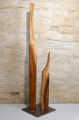 PAARBILDUNG I, Skulptur Kirschbaumholz auf Edelstahl, h=108 cm