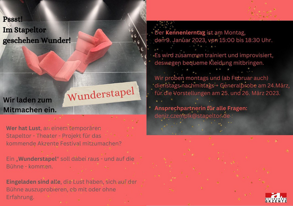 WUNDERSTAPEL Mitmach-Theaterprojekt zu den diesjährigen Akzenten