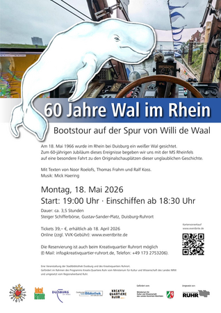 60 Jahre Wal im Rhein - Bootstour auf der Spur von Willi de Waal