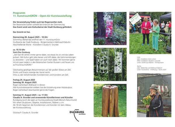 11. KunstraumGrün - openair Kunstausstellung im Botanischen Garten Duissern